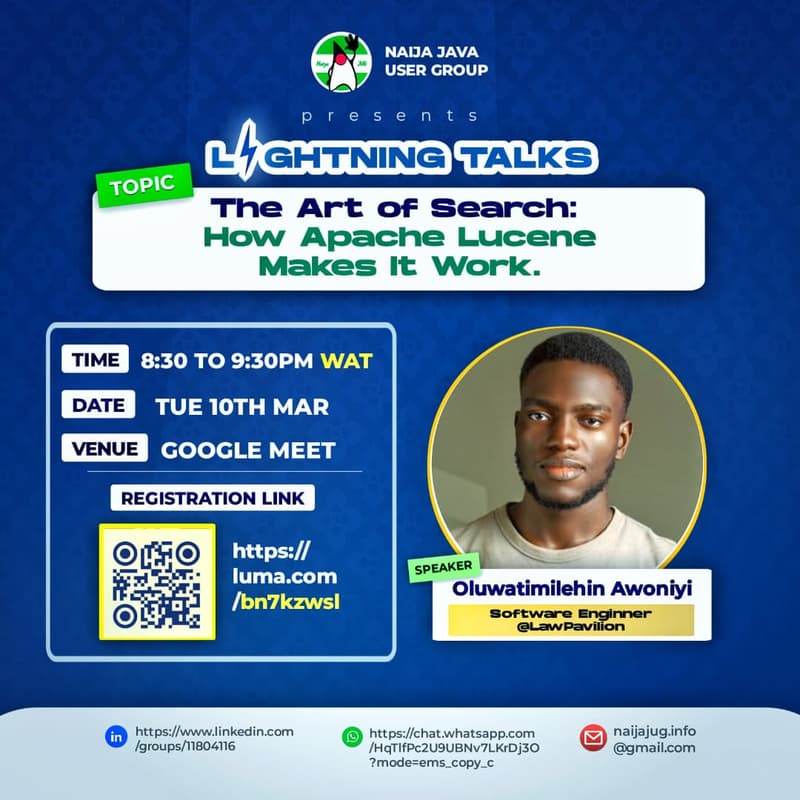 Cover Image for The Art of Search: How Apache Lucene Makes It Work, session with Oluwatimilehin Awoniyi