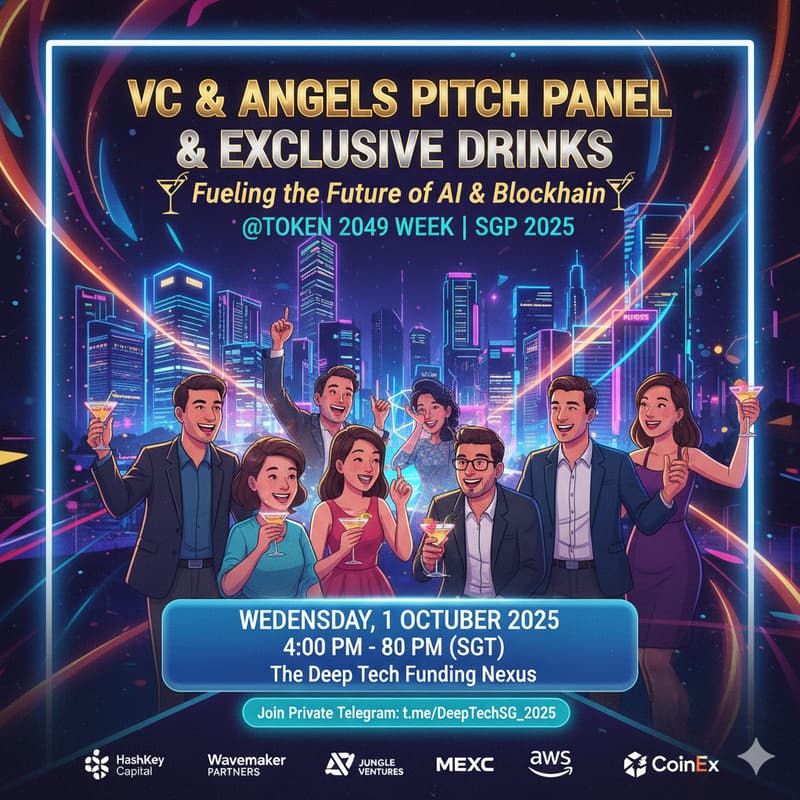 Cover Image for VC & Angels Pitch Panel & Exclusive Drinks: Fueling the Future of AI & Blockchain at TOKEN Week SGP 2025 🍸