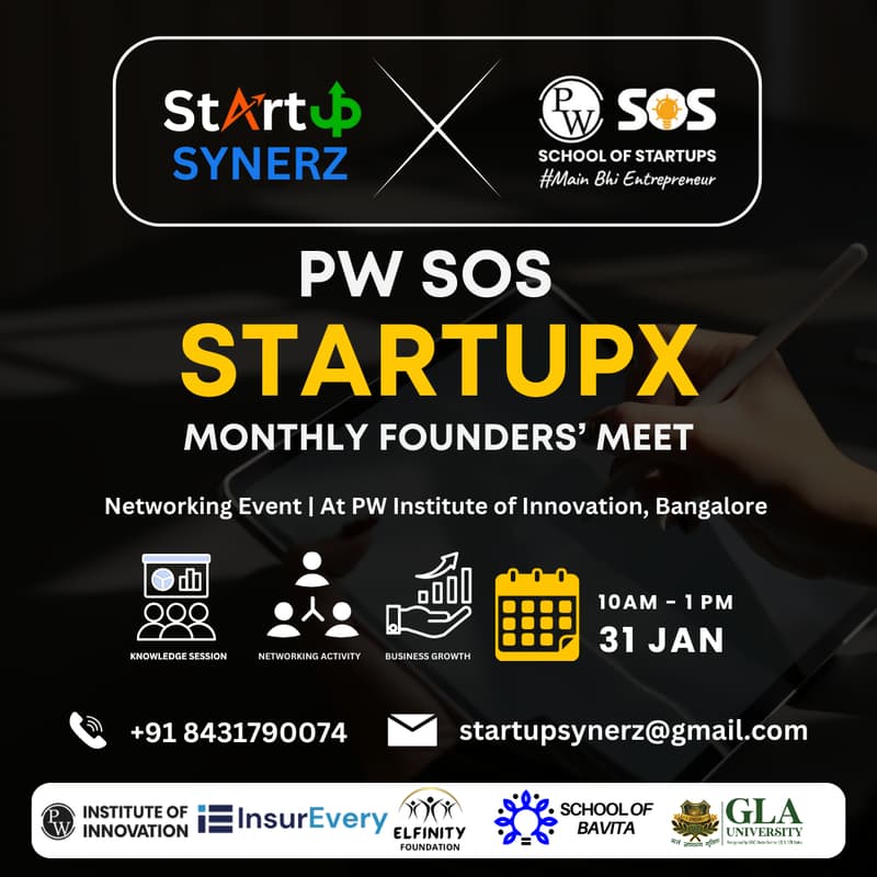 Cover Image for PW SoS StartupX – Monthly Founders’ Meet Powered by Startup Synerz