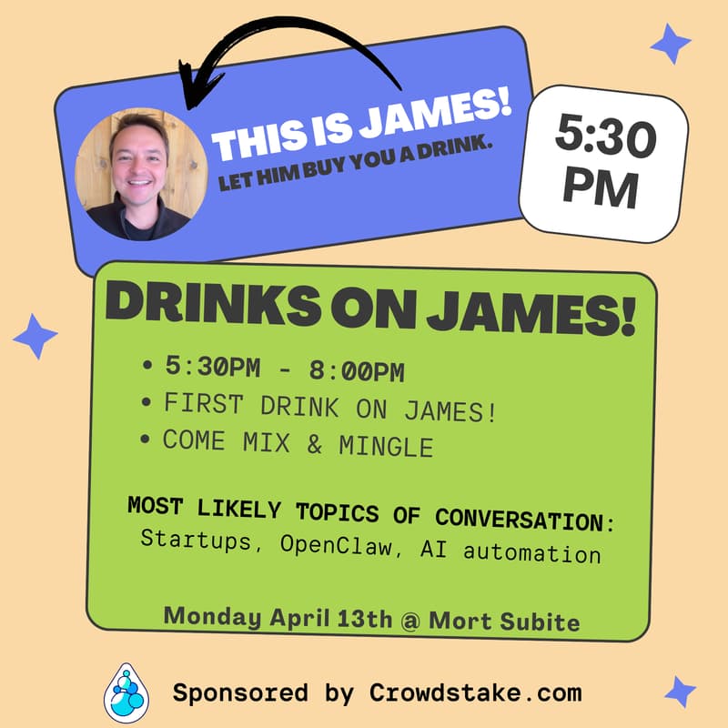 Cover Image for Drinks on James!