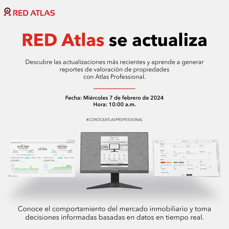 Foto de portada de RED Atlas se actualiza:  Descubre las actualizaciones más recientes y aprende a generar reportes de valoración de propiedades con Atlas Professional