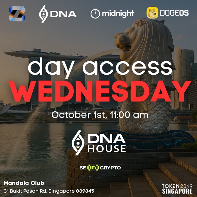 Cover Image for DAY ACCESS 1, DNA House at TOKEN2049 with Zeebu, Midnight, DogeOS & DNA | Wednesday, Oct 1st, 2025.