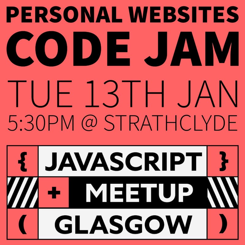 Cover Image for Personal Websites Code Jam (GlasgowJS)