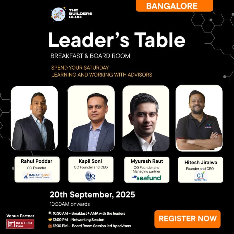 Cover Image for The Leader's Table #Bangalore #TheBuildersCircle