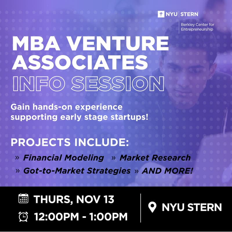 Cover Image for Info Session: MBA Venture Associate Program (Graduate Fellow Position)