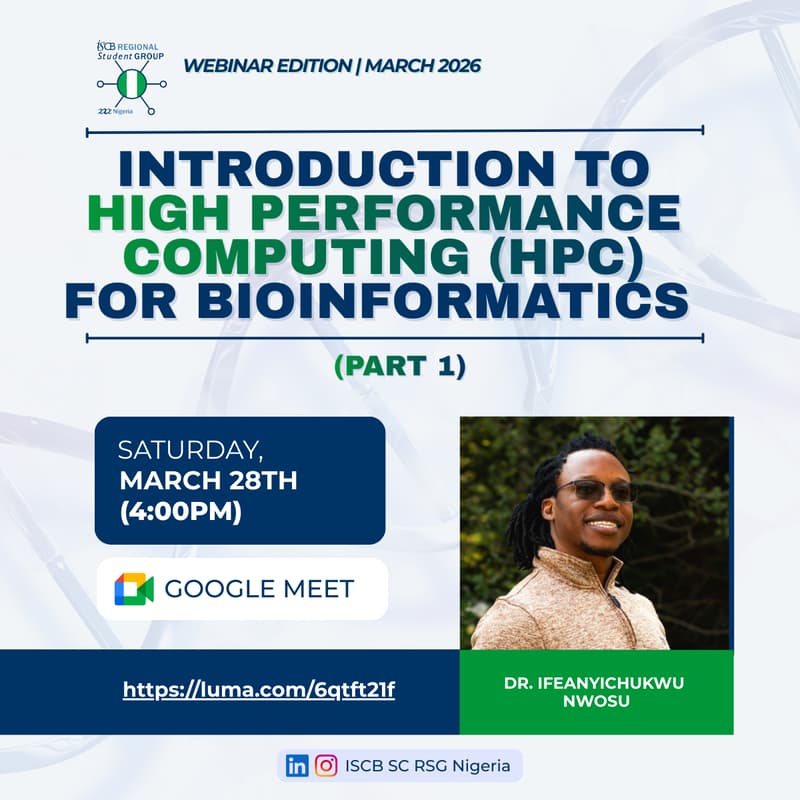 Cover Image for ISCB SC RSG-Nigeria Webinar - Introduction to High Performance Computing (HPC) for Bioinformatics (Part 1)