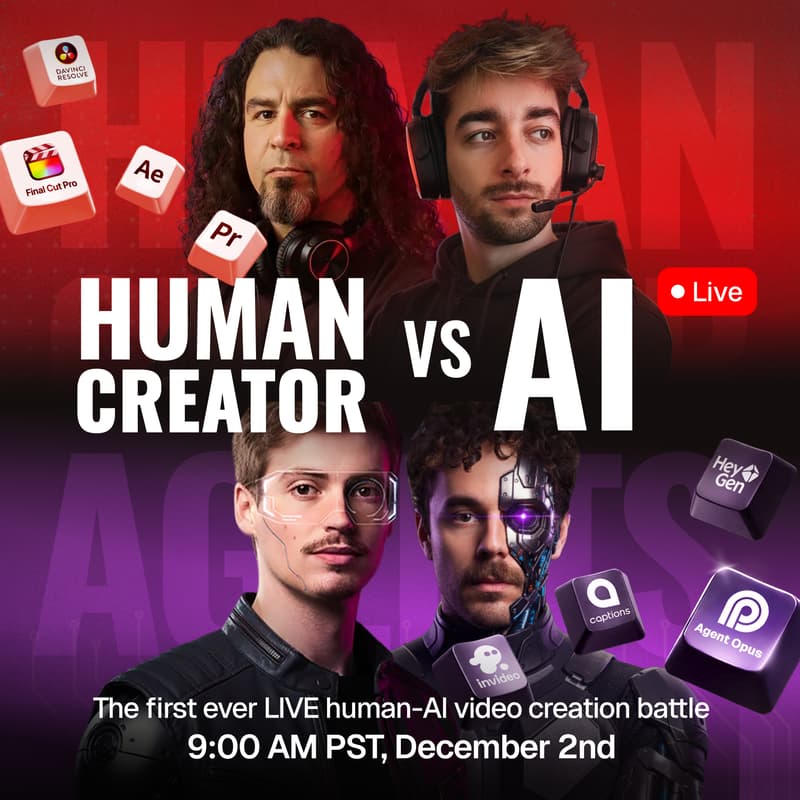 Cover Image for LIVE: Human Creator vs AI video creation battle