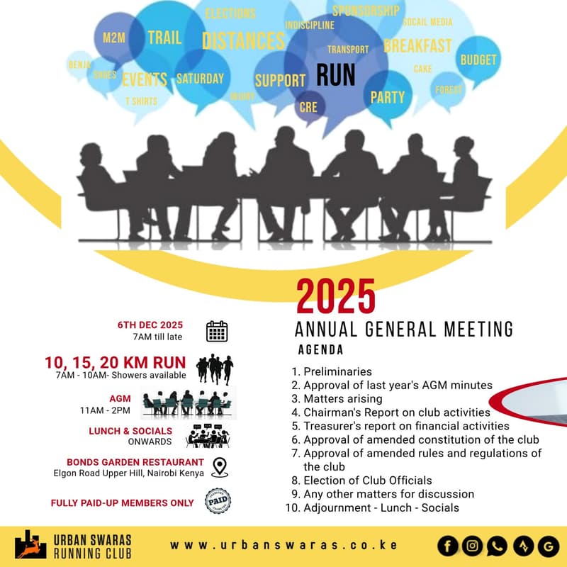 Cover Image for USRC 6th December 2025 Run 829  & AGM @ Bonds Garden Restaurant -Upperhill , Nairobi