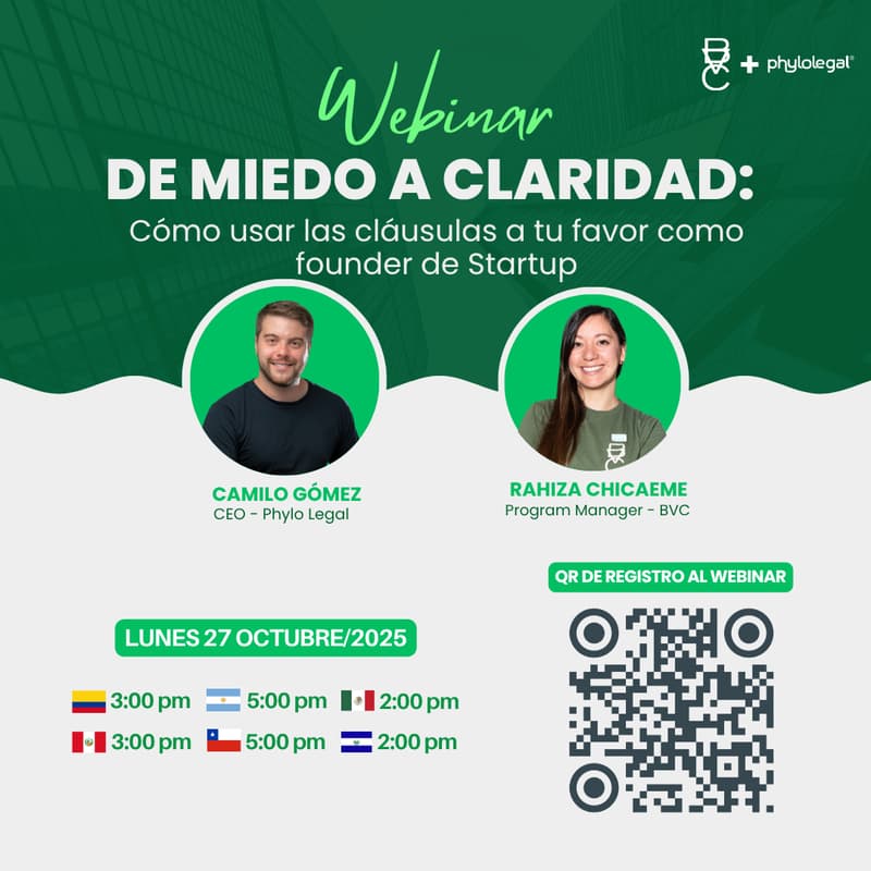 Cover Image for Webinar - De miedo a claridad: Cómo usar las cláusulas a tu favor como founder de Startup