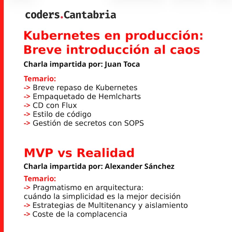 Cover Image for 🚀 Coders Cantabria: Charlas Mayo 2026