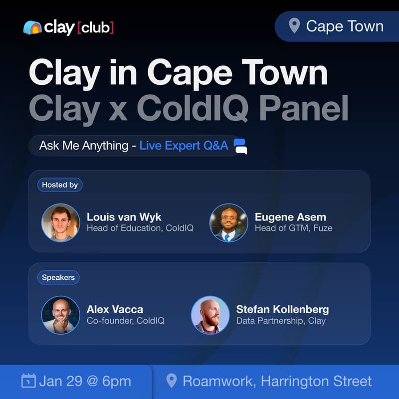 Cover Image for Clay in Cape Town: Clay x ColdIQ Panel and Q&A session