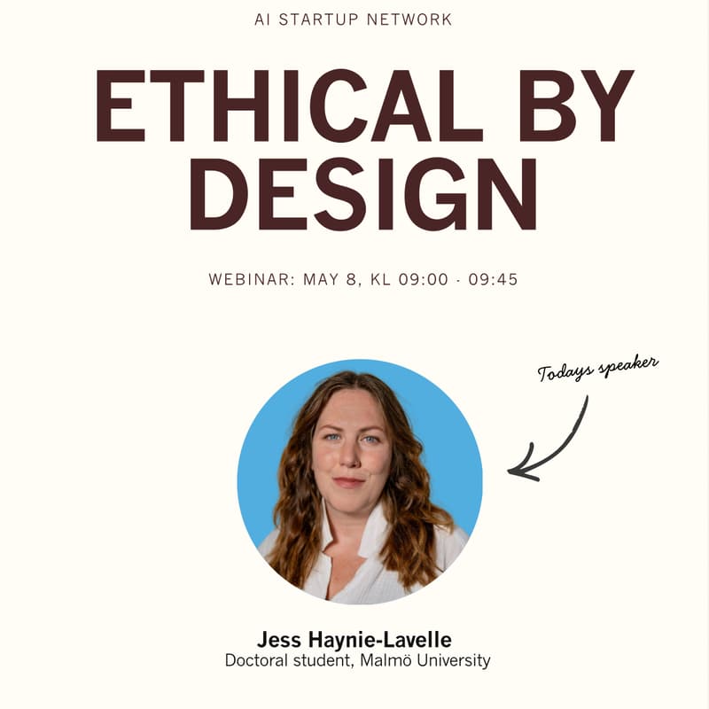 Cover Image for AI-startup Network Webinar: Ethical by design