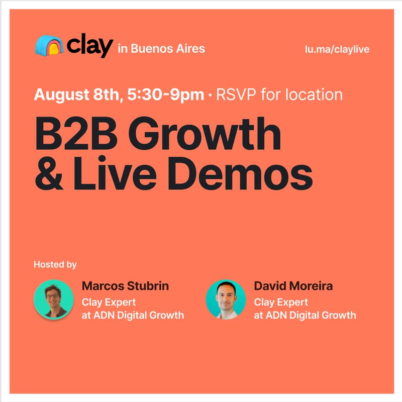 Foto de portada de Clay in Buenos Aires : B2B Growth & Live Demos 