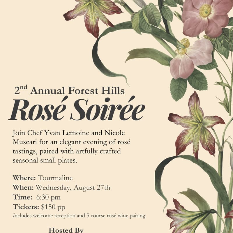 Cover Image for 2nd Annual Tourmaline Rosé Soirée: A Night of Wine & Culinary Delights with Chef Yvan Lemoine & Nicole Muscari @GrapeChic