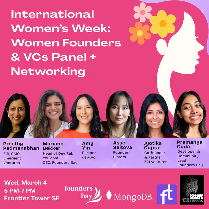 Cover Image for International Women’s Week: Women Founders & VCs Panel + Networking @ Frontier Tower by Founders Bay