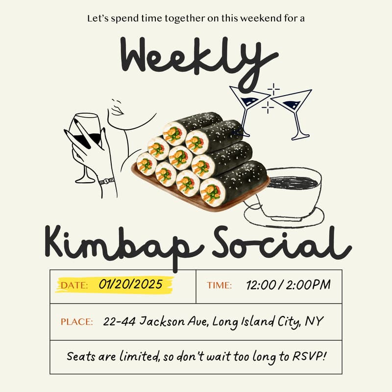 Cover Image for Weekly Kimbap Social - 1/20 2:00PM