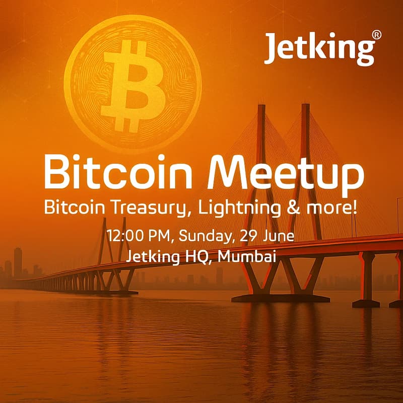Cover Image for Bitcoin Meetup | Jetking HQ, Mumbai | Bitcoin Treasury, Lightning & more!