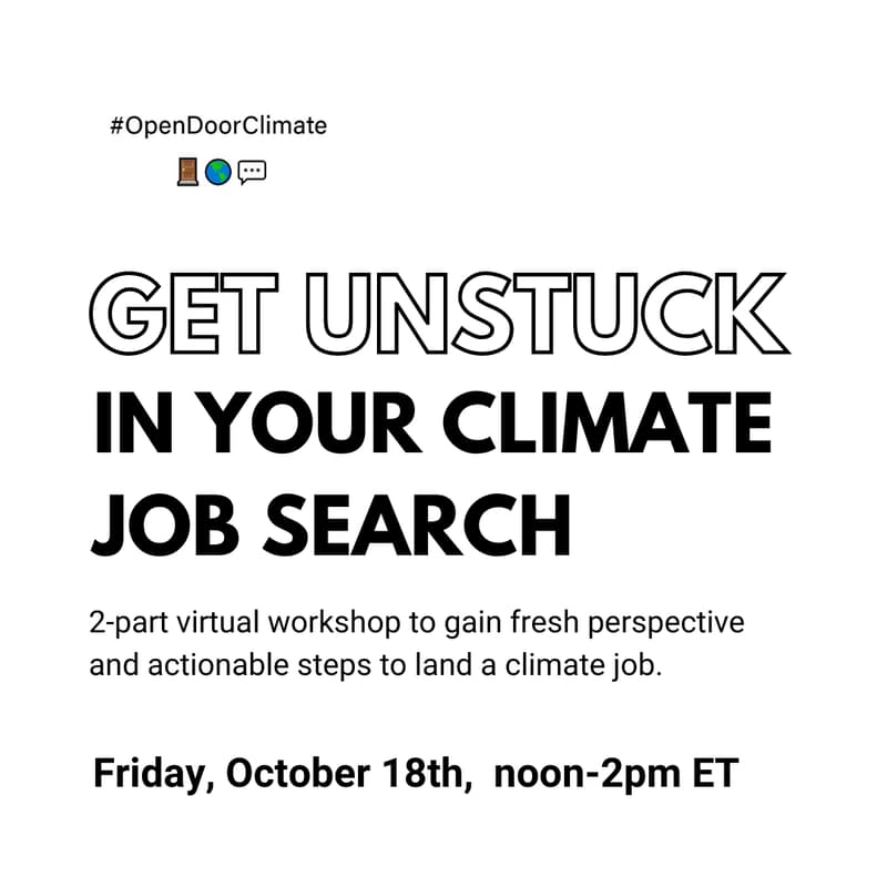 Cover Image for OpenDoorClimate Workshop: Get Unstuck in Your Climate Job Search