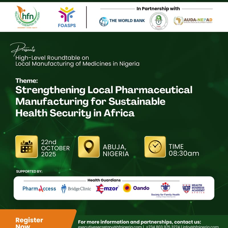 Cover Image for High-Level Dialogue on Local Manufacturing of Medicines in Nigeria,
