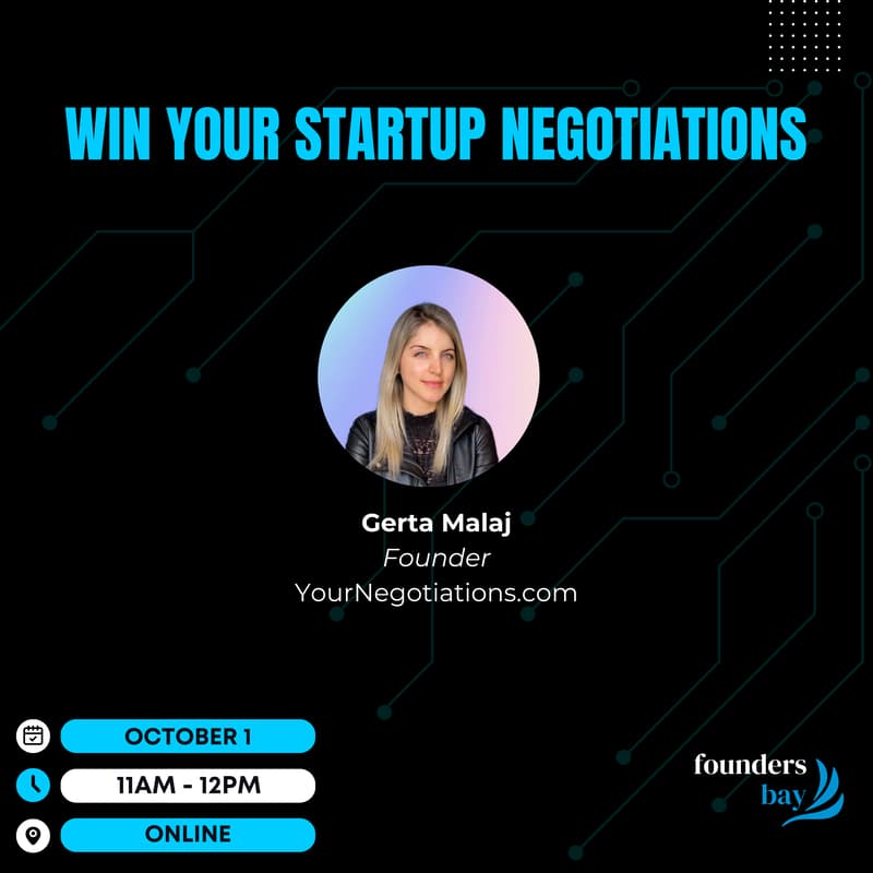 Cover Image for Founders Bay Virtual Workshop: Win Your Startup Negotiations