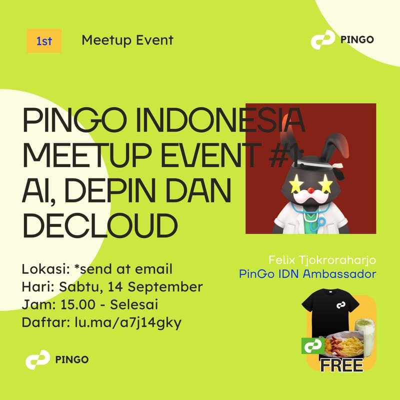 Gambar Sampul untuk PinGo Indonesia Offline Meetup #1- AI, DePIN dan DeCloud