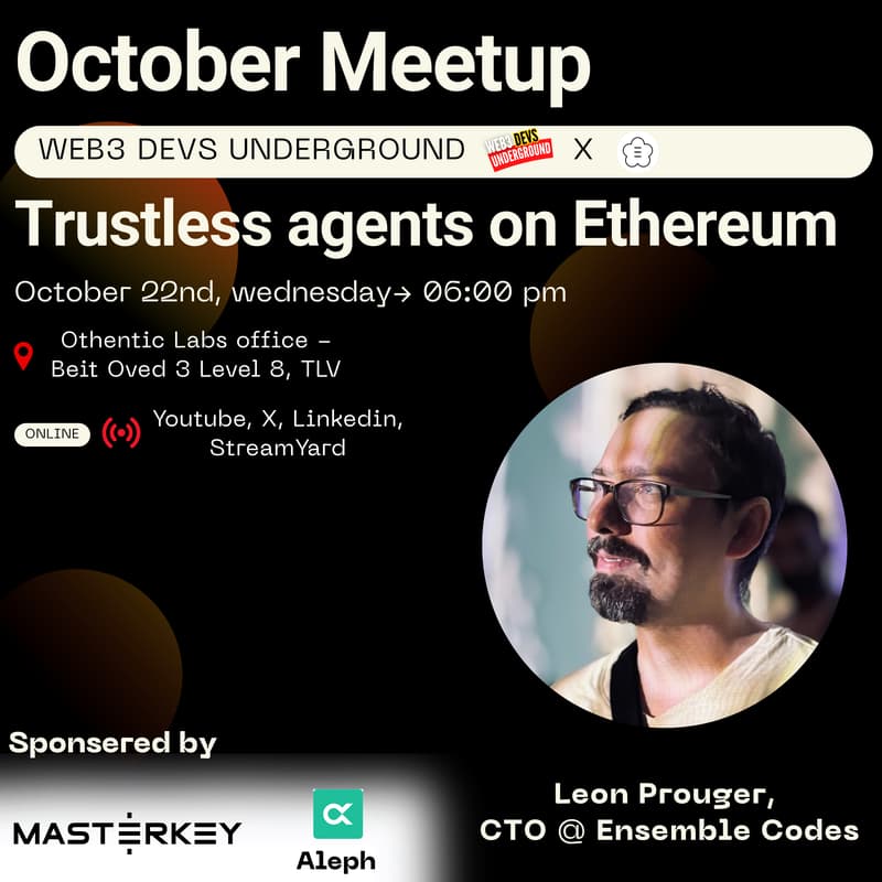Cover Image for October Meetup - Trustless agents on Ethereum