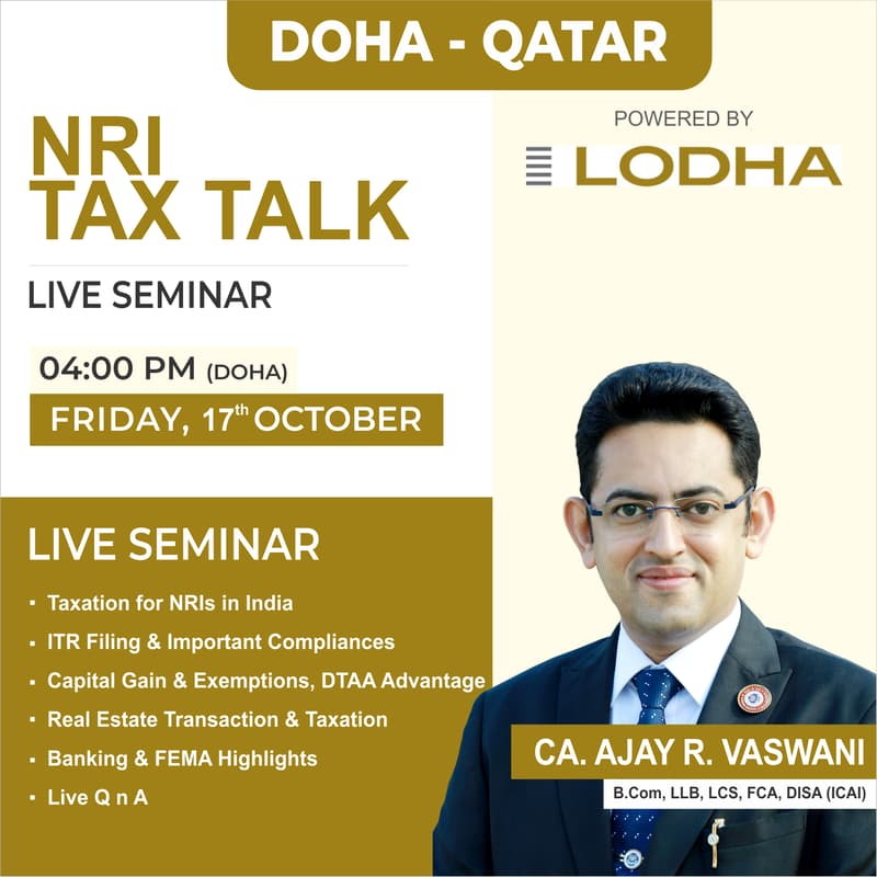Cover Image for NRI 'Tax Talk' in DOHA, QATAR (Free Seminar Powered by Lodha)