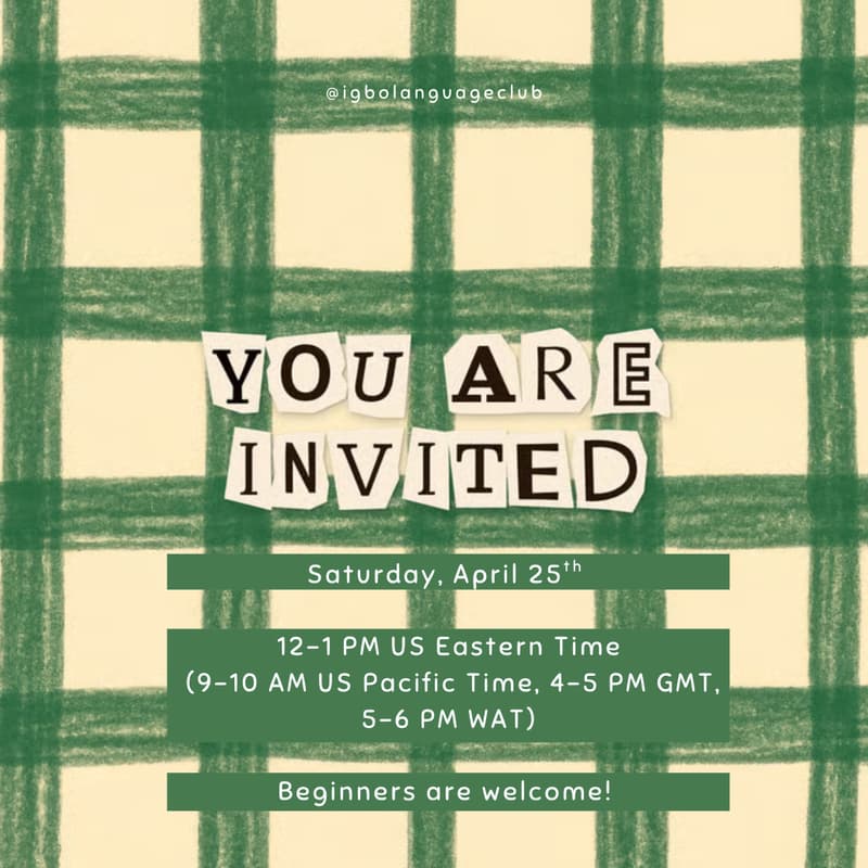 Cover Image for The Igbo Language Club April Virtual Meeting