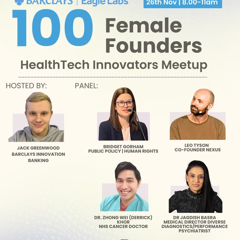 Cover Image for Glasgow - 100 Female Founders : HealthTech Innovators Meetup at Barclays