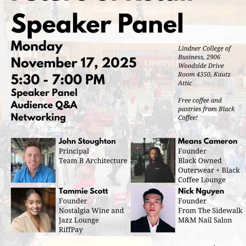 Cover Image for "Future of Retail" Speaker Panel by UC Center for Entrepreneurship