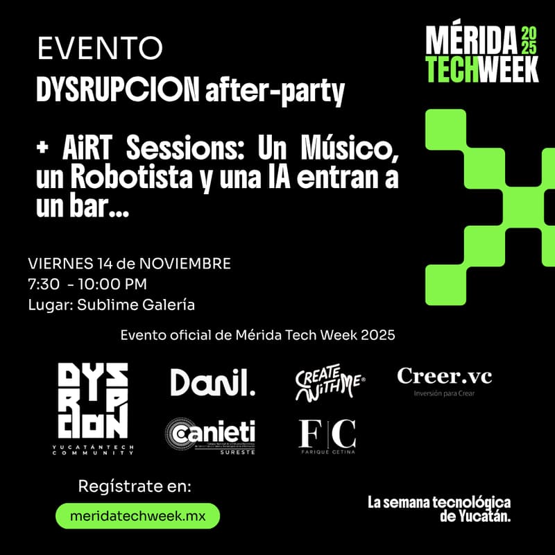 Cover Image for Dysrupción after-party + AiRT Sessions: Un Músico, un Robotista y una IA entran a un bar…