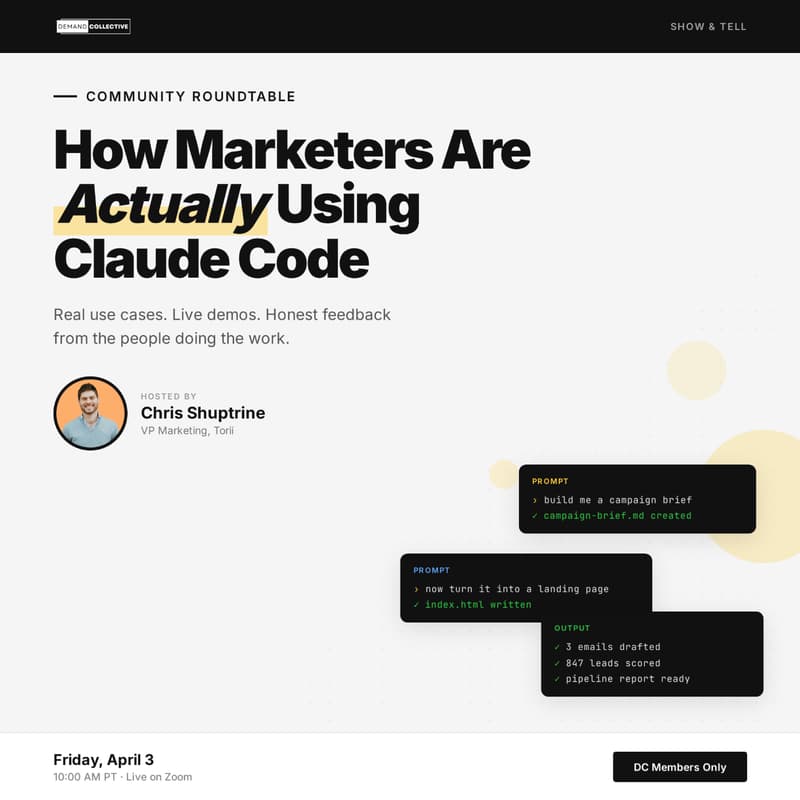 Cover Image for Community Roundtable: How Marketers are *Actually* Using Claude Code
