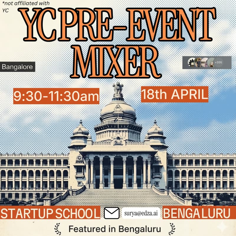 Cover Image for Y Combinator BLR : pre-event Mixer