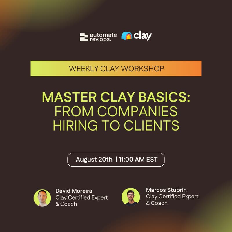 Cover Image for Weekly Clay Workshop: From Companies Hiring to Clients