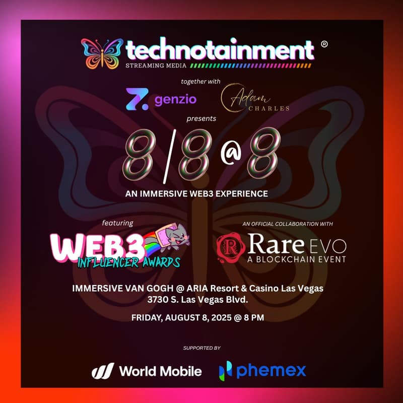 Cover Image for Technotainment presents 8 / 8 @ 8 - The Ascension Of Entertainment ft The Web3 Influencer Awards