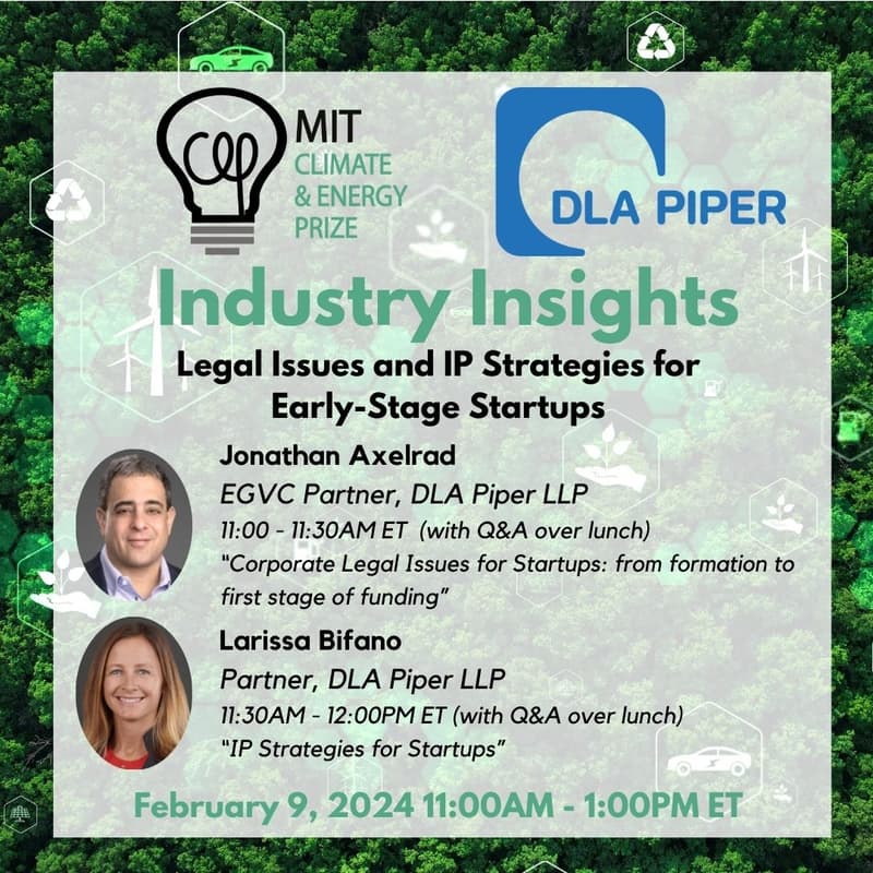 Cover Image for MIT-CEP Industry Insights Panel with DLA Piper - Legal Issues and IP Strategies for Early-Stage Startups