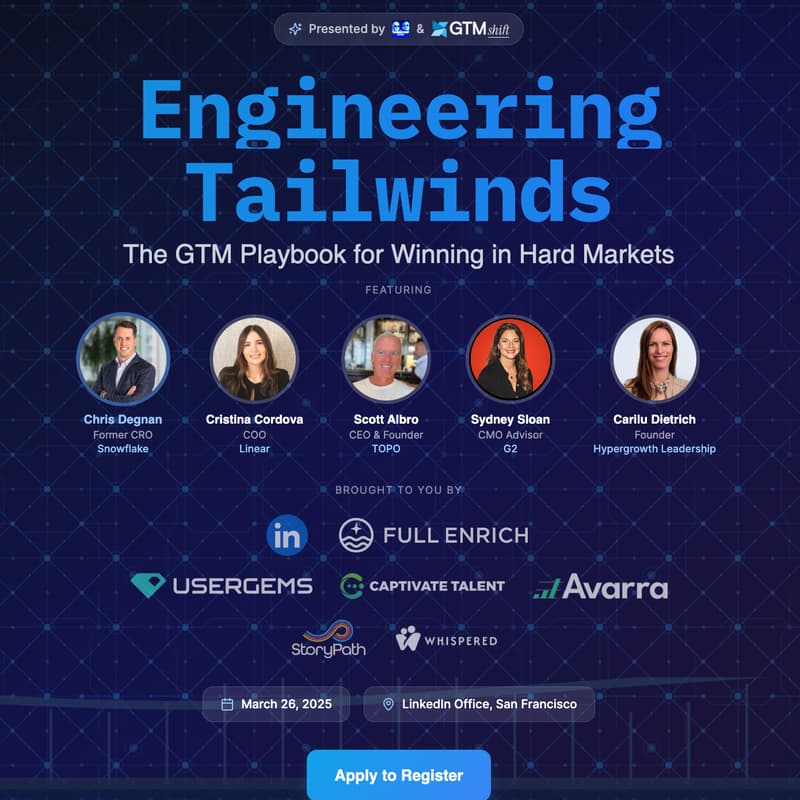 Cover Image for Engineering Tailwinds. The GTM Playbook for Winning in Hard Markets.