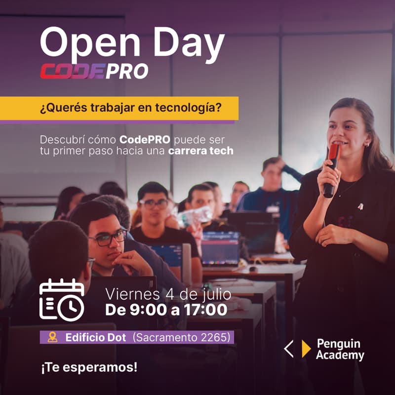 Foto de portada de Open Day CodePRO: vení conocer Penguin Academy
