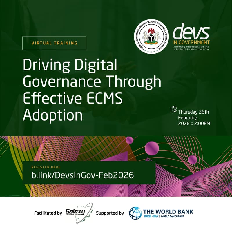 Cover Image for DevsInGovernment Feb Event - Driving Digital Governance Through Effective ECMS Adoption (Virtual Training)