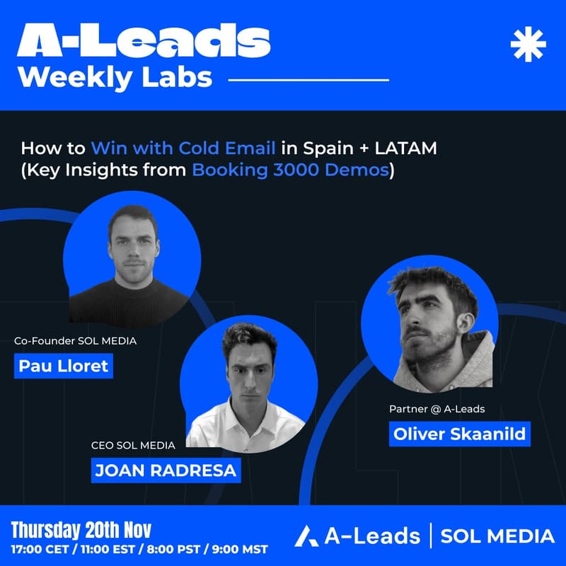 Cover Image for A-Leads Weekly Labs: Winning with Cold Emails in Spain & LATAM (Pau Lloret & Joan Radresa)