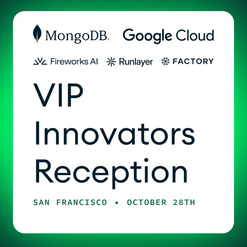 Cover Image for VIP Innovators Reception with MongoDB & Google Cloud