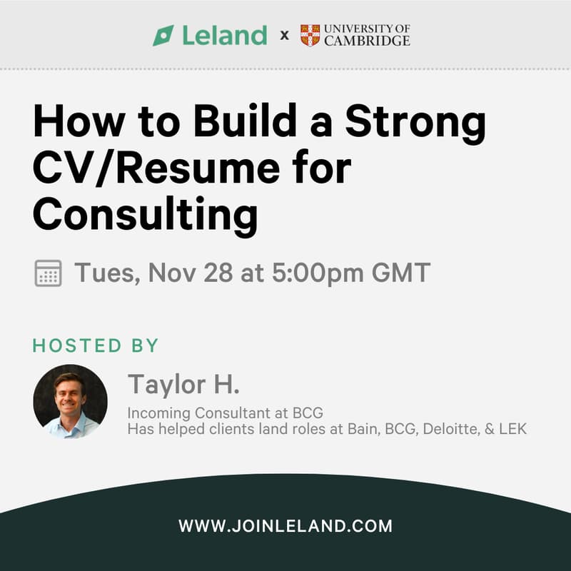 How to Build a Strong CV/Resume for Consulting · Zoom · Luma