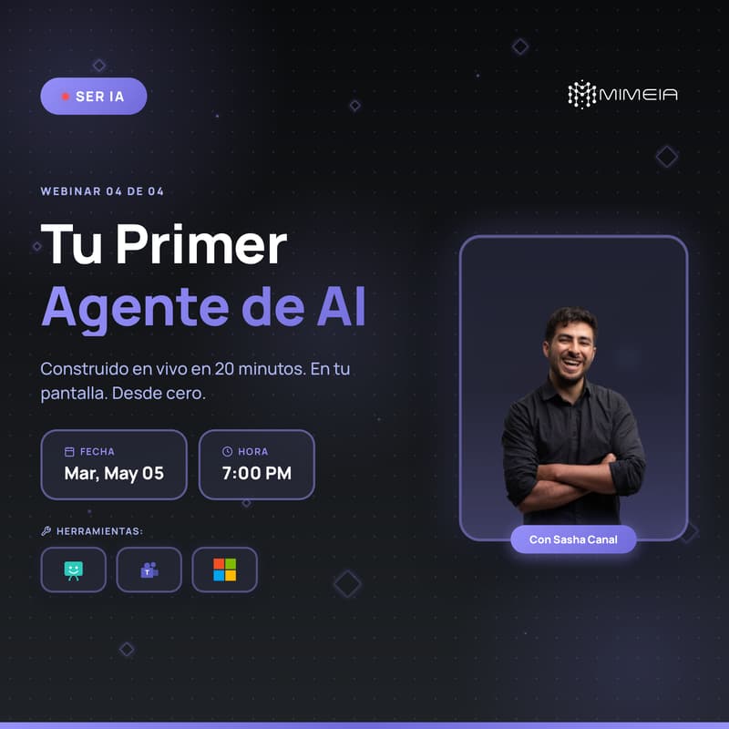 Cover Image for Ser IA | Tu Primer Agente de AI en Microsoft — Construido en Vivo en 20 Minutos