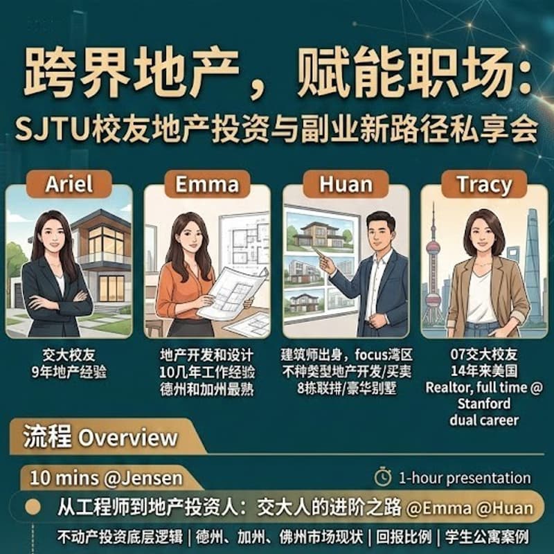 跨界地产，赋能职场-3/15交大硅谷私享会 的封面图片