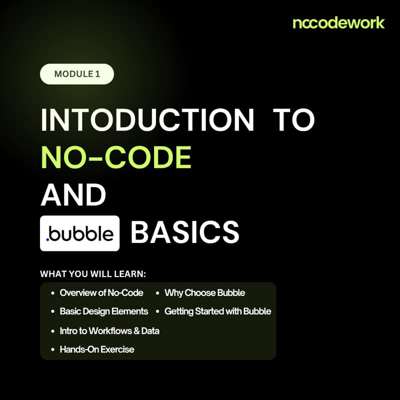 Cover Image for Module 1 : Introduction to No-Code and Bubble Basics