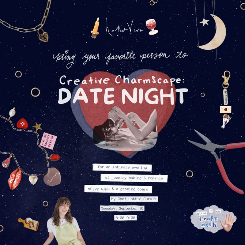 Cover Image for Creative Charmscape Date Night:  Jewelry-Making, Sips, & Grazing Board by Chef Lottie Gurvis