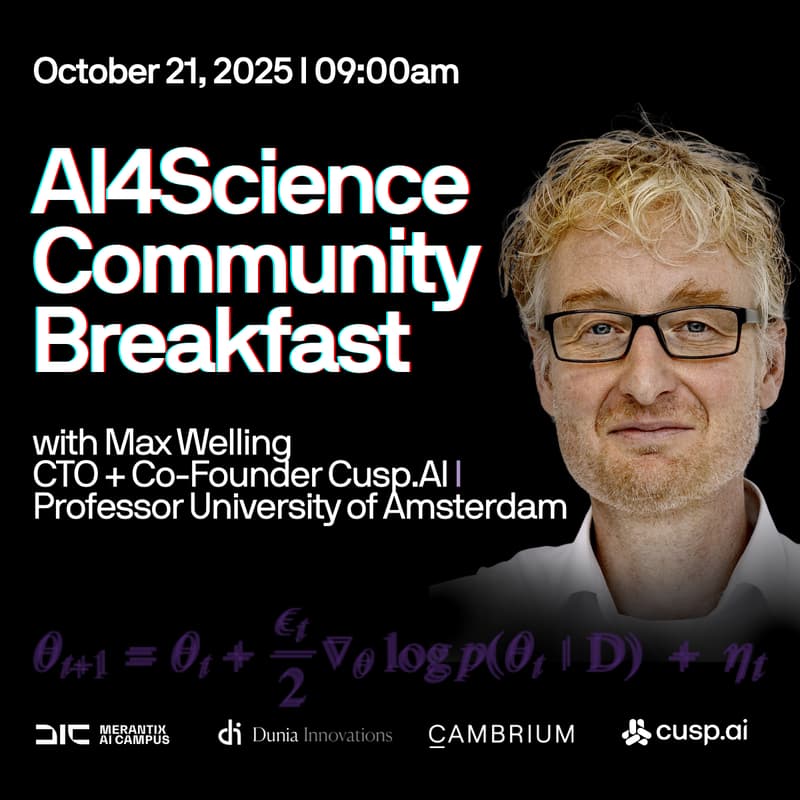 Cover Image for AI4Science Community Breakfast with Max Welling, CTO and Co-founder of Cusp.AI
