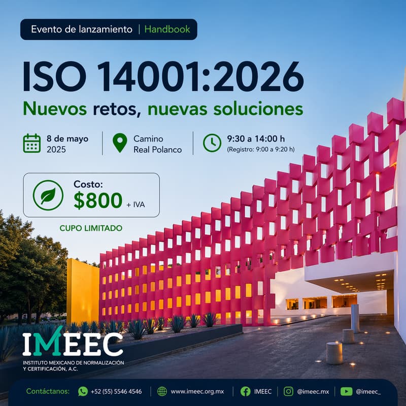 Cover Image for Evento de lanzamiento | Handbook ISO 14001:2026 | Nuevos retos, nuevas soluciones