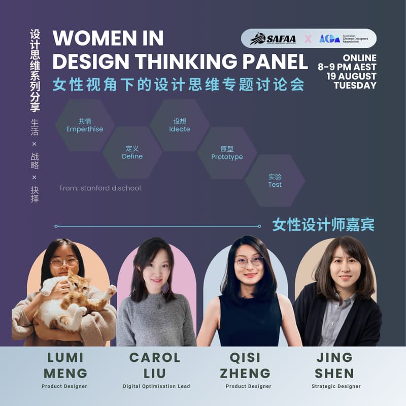 Cover Image for SAFAA x ACDA - Women in Design Thinking线上公益讲座第三场｜Panel Discussion