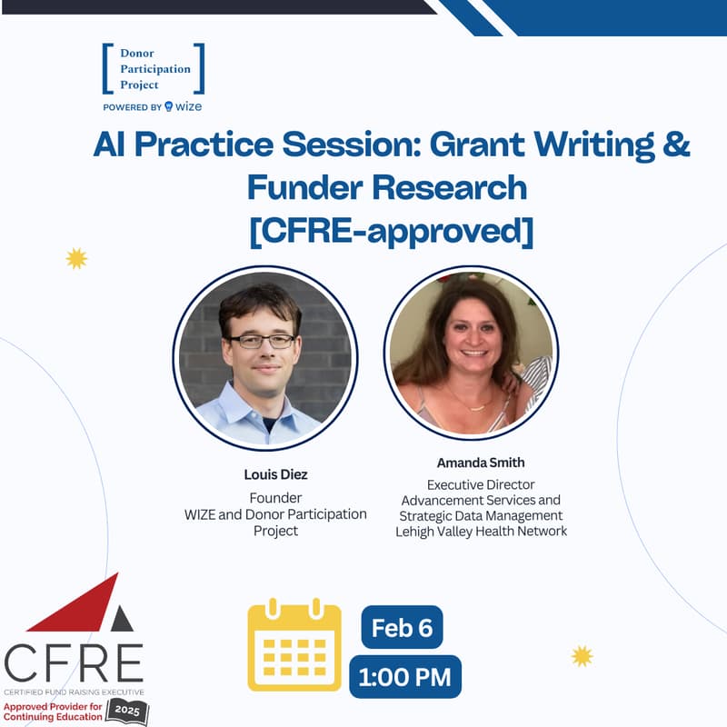 Cover Image for AI Practice Session: Grant Writing & Funder Research [CFRE-approved]